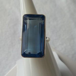 Royal blue tourmaline gemstone cocktail ring, size 8, engagement ring